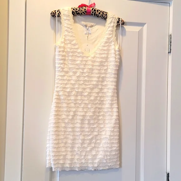 White Ruffle Dress - Picture 1 of 8